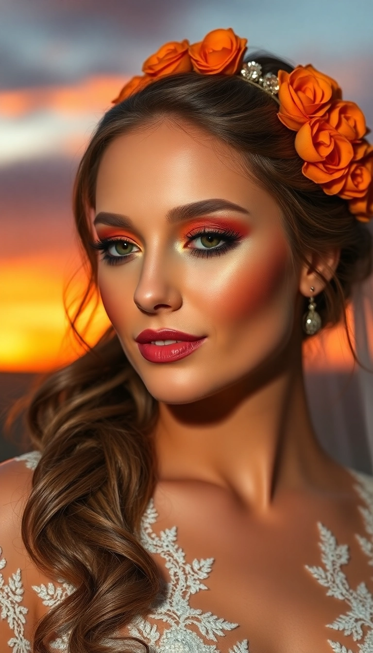 14 Stunning Bridal Doll Makeup Ideas That Will Leave You Breathless! - 10. Warm Sunset Glow