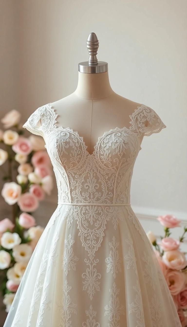 21 Affordable Vintage Wedding Dresses Under $500 That Look Like a Million Bucks (Don't Miss #13!) - 15. Sweetheart Neckline Beauty