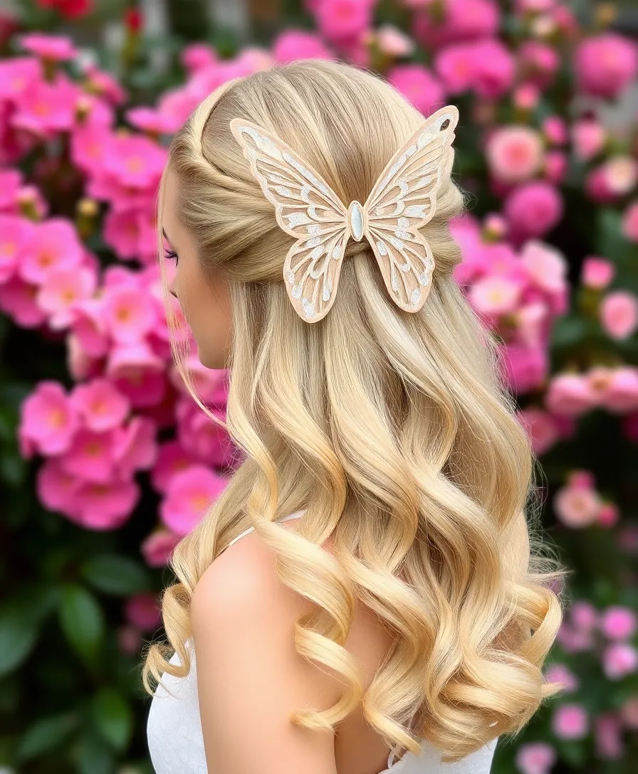 20 Gorgeous Butterfly Hairstyles for Weddings and Special Events (Wait Until You See #10!) - 12. Butterfly Half-Up, Half-Down