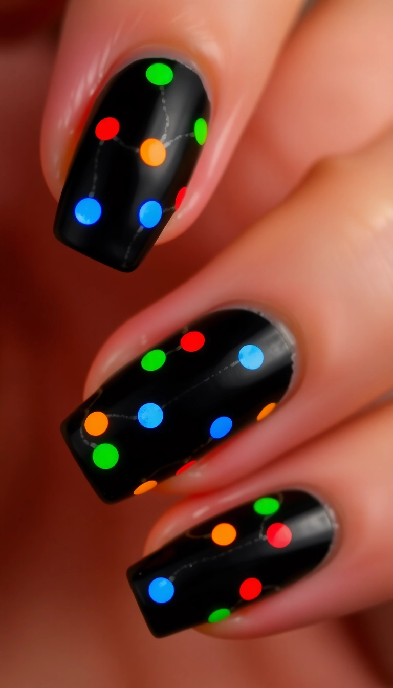 21 Easy New Year Nail Art Ideas That Anyone Can Master! - 14. Holiday Lights