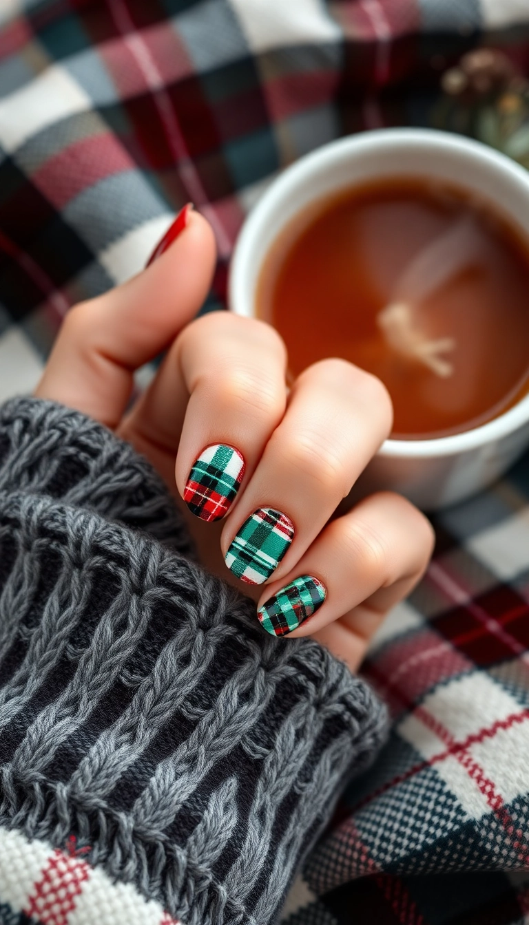 20 Fun Winter Nail Designs That Will Make You Want to Show Off Your Hands! - 10. Festive Plaid