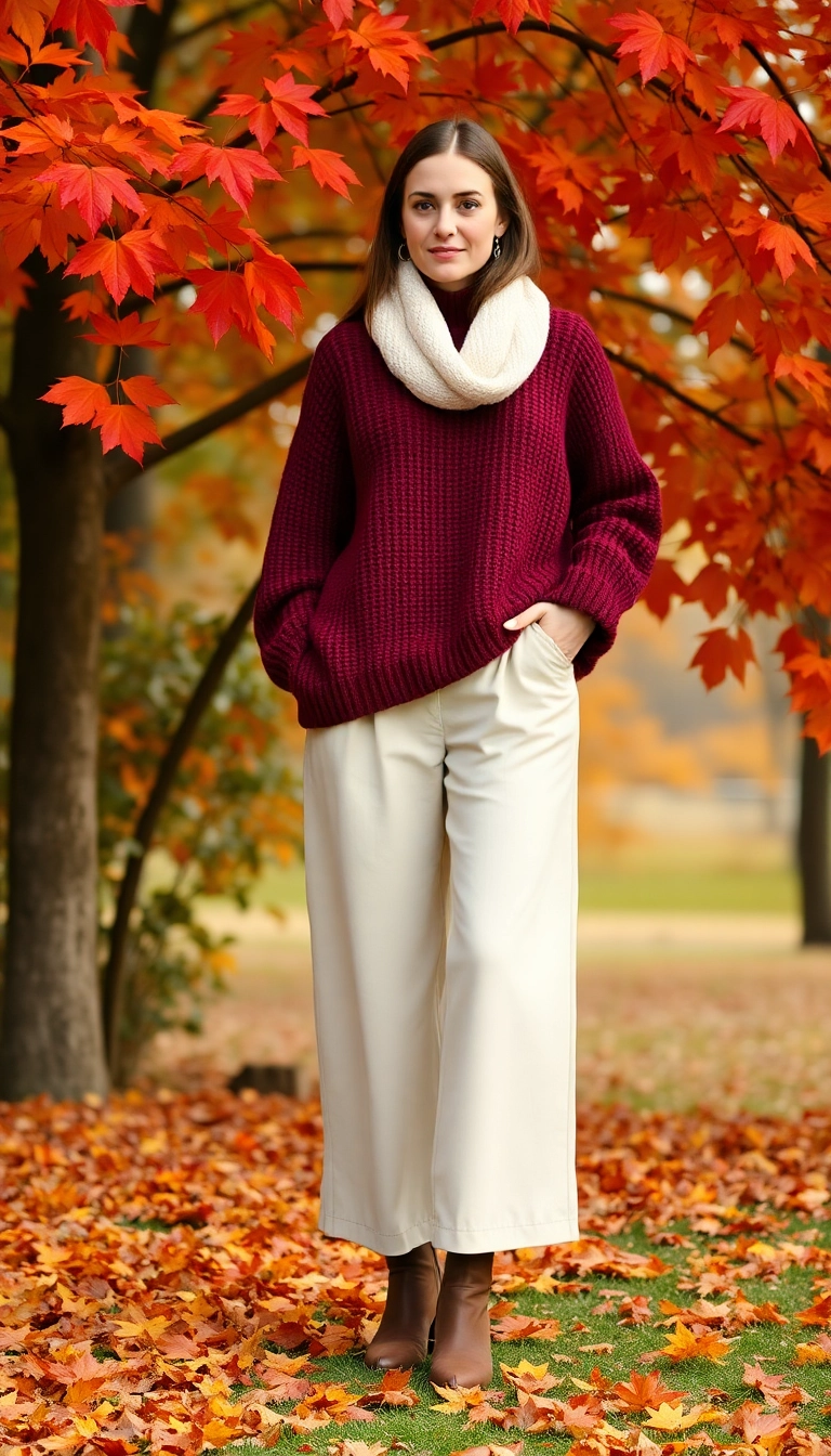 16 Bold Streetwear Color Combos That Will Make You Stand Out in a Crowd! (#3 Is a Jaw-Dropper!) - 9. Burgundy and Cream: A Cozy Autumn Look