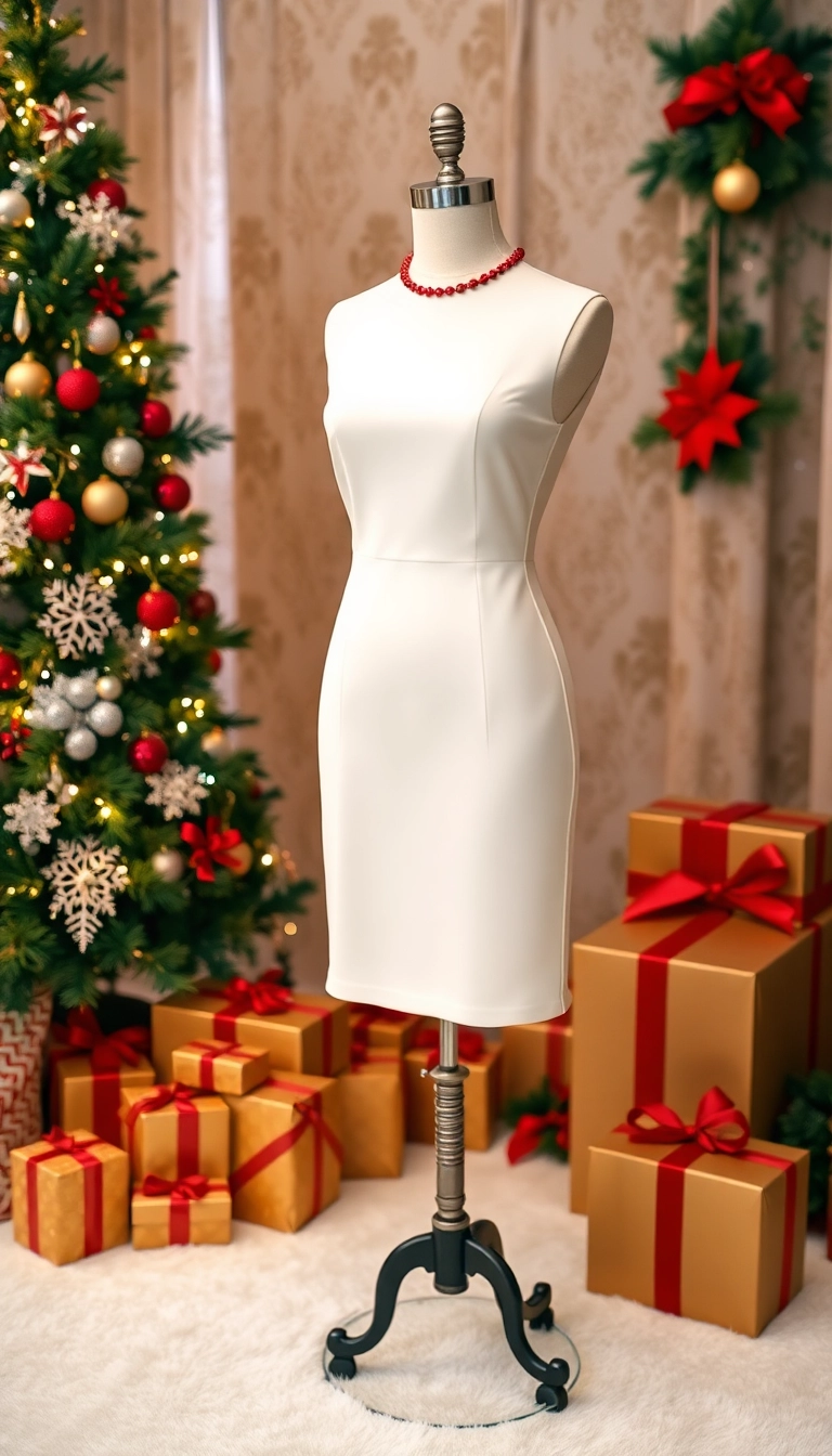 10 Stunning Christmas Party Dresses That Will Turn Heads This Holiday Season! - 8. Stunning Off-White Sheath Dress