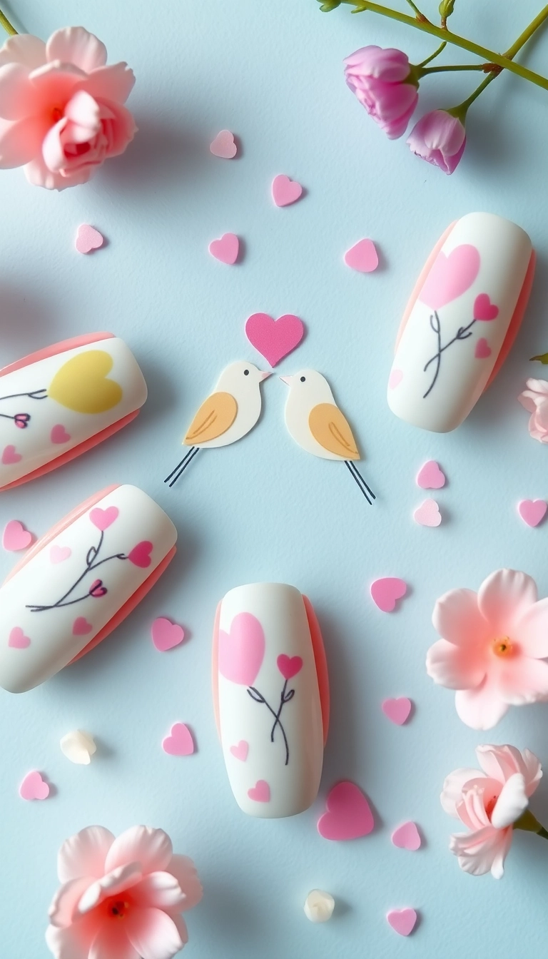 22 Adorable Valentine's Nail Designs That Will Make You Fall in Love! (You Won't Believe #15!) - 9. Lovebirds