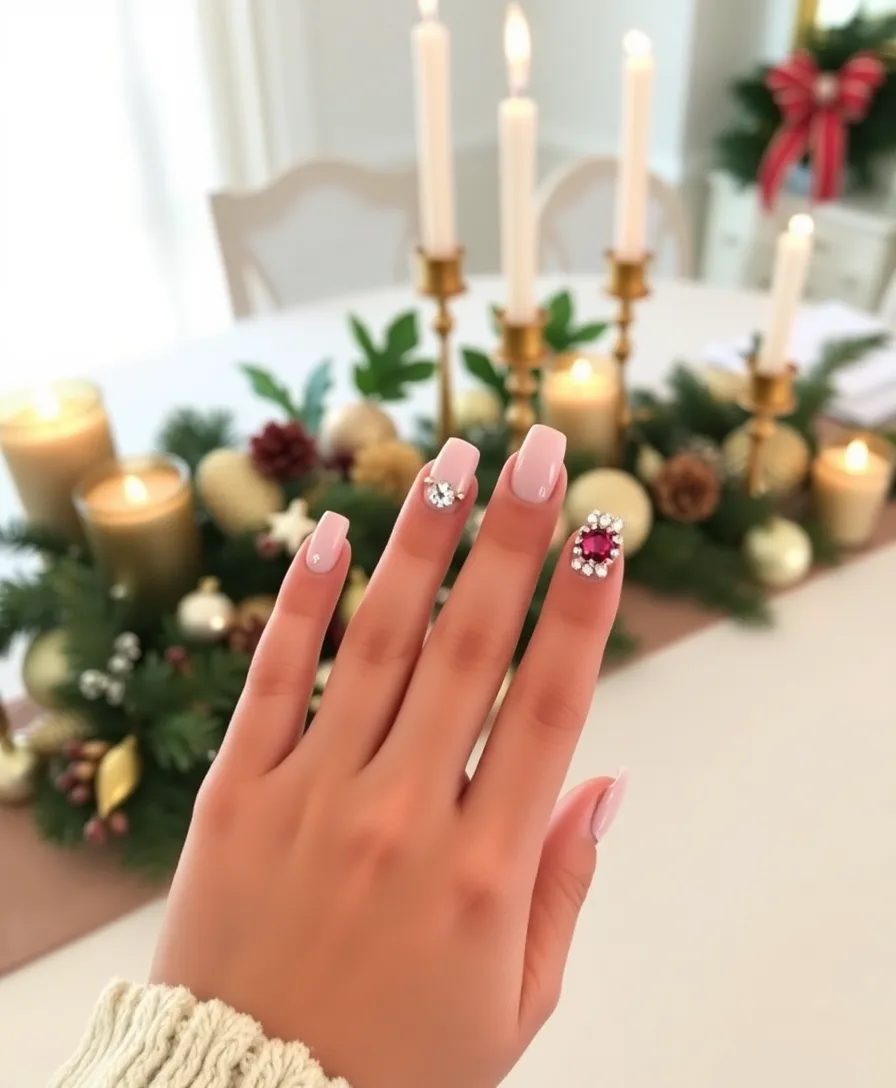 21 Festive Winter Nails 2024 Styles That Will Light Up Your Holiday Season! - 11. Sparkling Gemstones