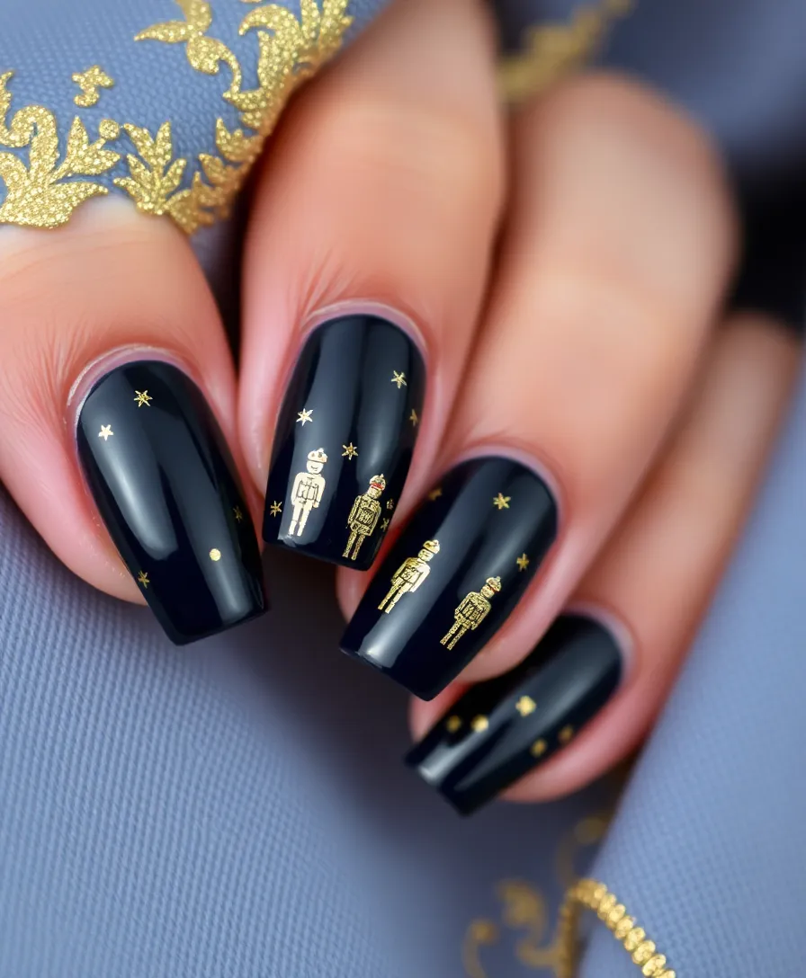 18 Jaw-Dropping Nutcracker Nails Ideas You Need to Try This Winter (You Won't Believe #7!) - 13. Nutcracker and Gold Foil