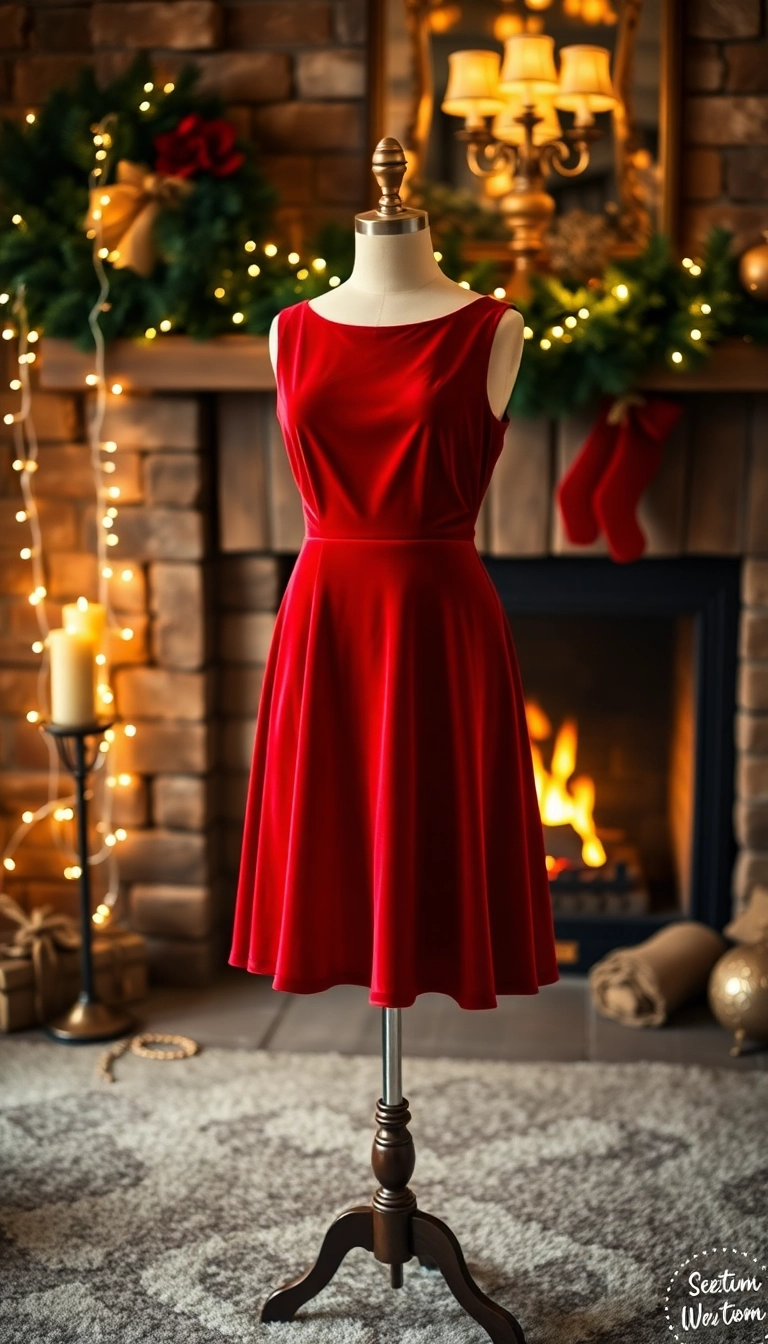 10 Stunning Christmas Party Dresses That Will Turn Heads This Holiday Season! - 1. The Classic Red Velvet Dress