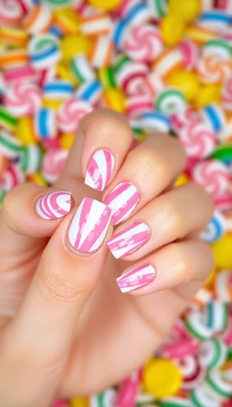 21 DIY Pink Winter Nails That Are So Easy, You'll Want to Try Them All (Don't Miss #8!) - 19. Pink Candy Stripes