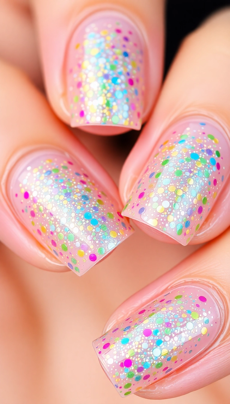 21 Easy New Year Nail Art Ideas That Anyone Can Master! - 20. Rainbow Sparkle