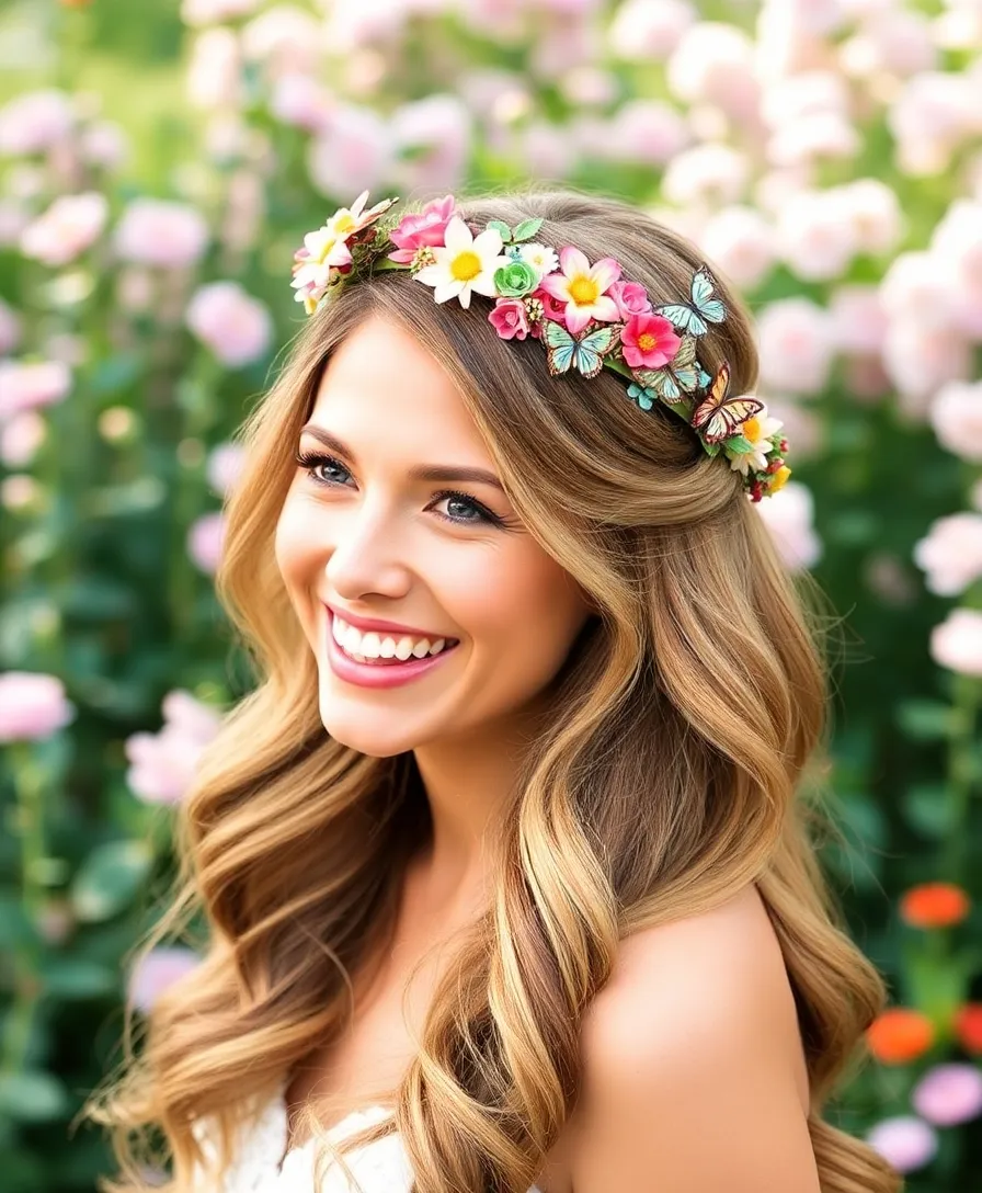 20 Gorgeous Butterfly Hairstyles for Weddings and Special Events (Wait Until You See #10!) - 4. Floral Butterfly Crown