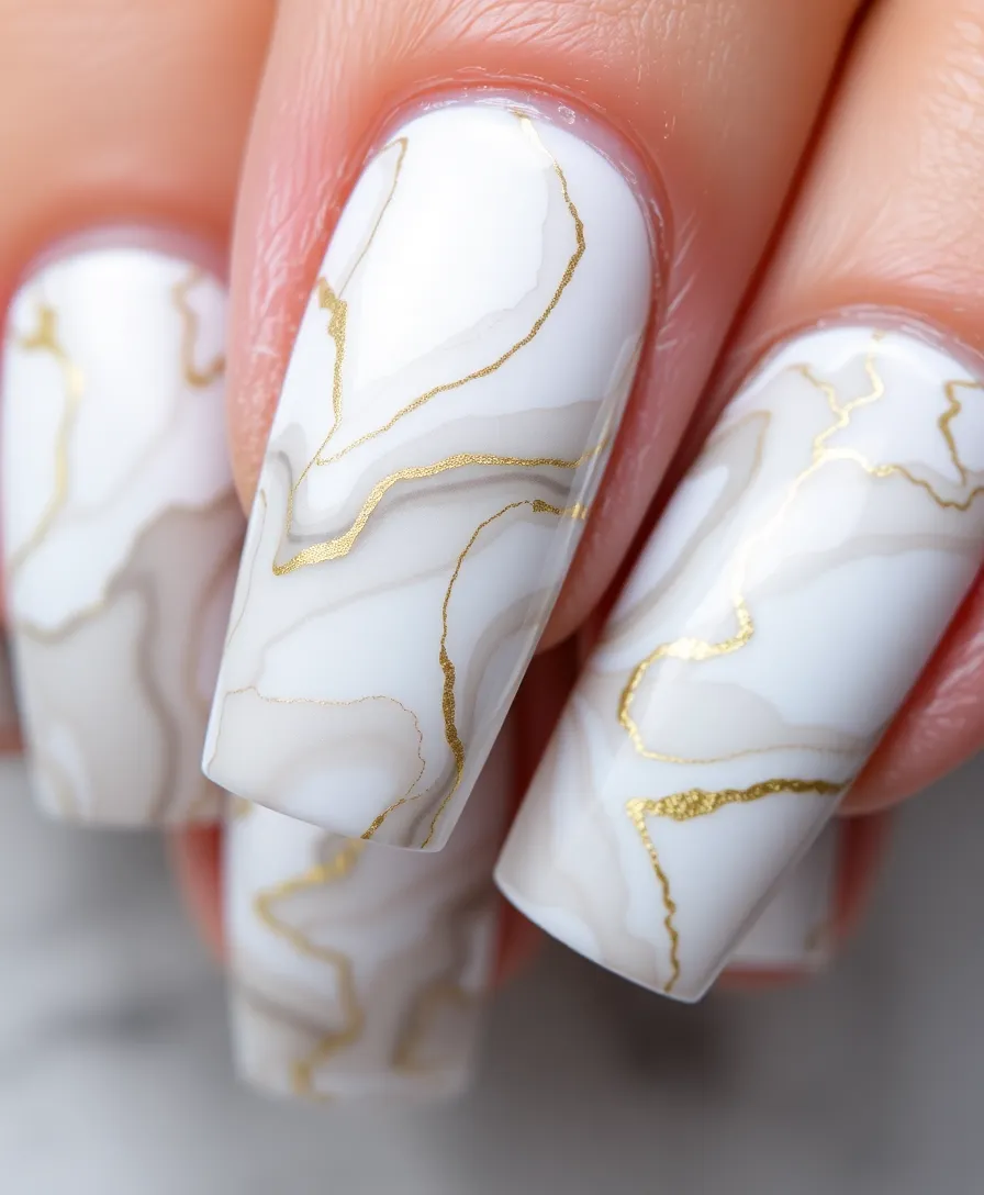 15 Stunning Wedding Nail Ideas for Bridesmaids That Will Steal the Show! - 13. Artistic Marble Effect