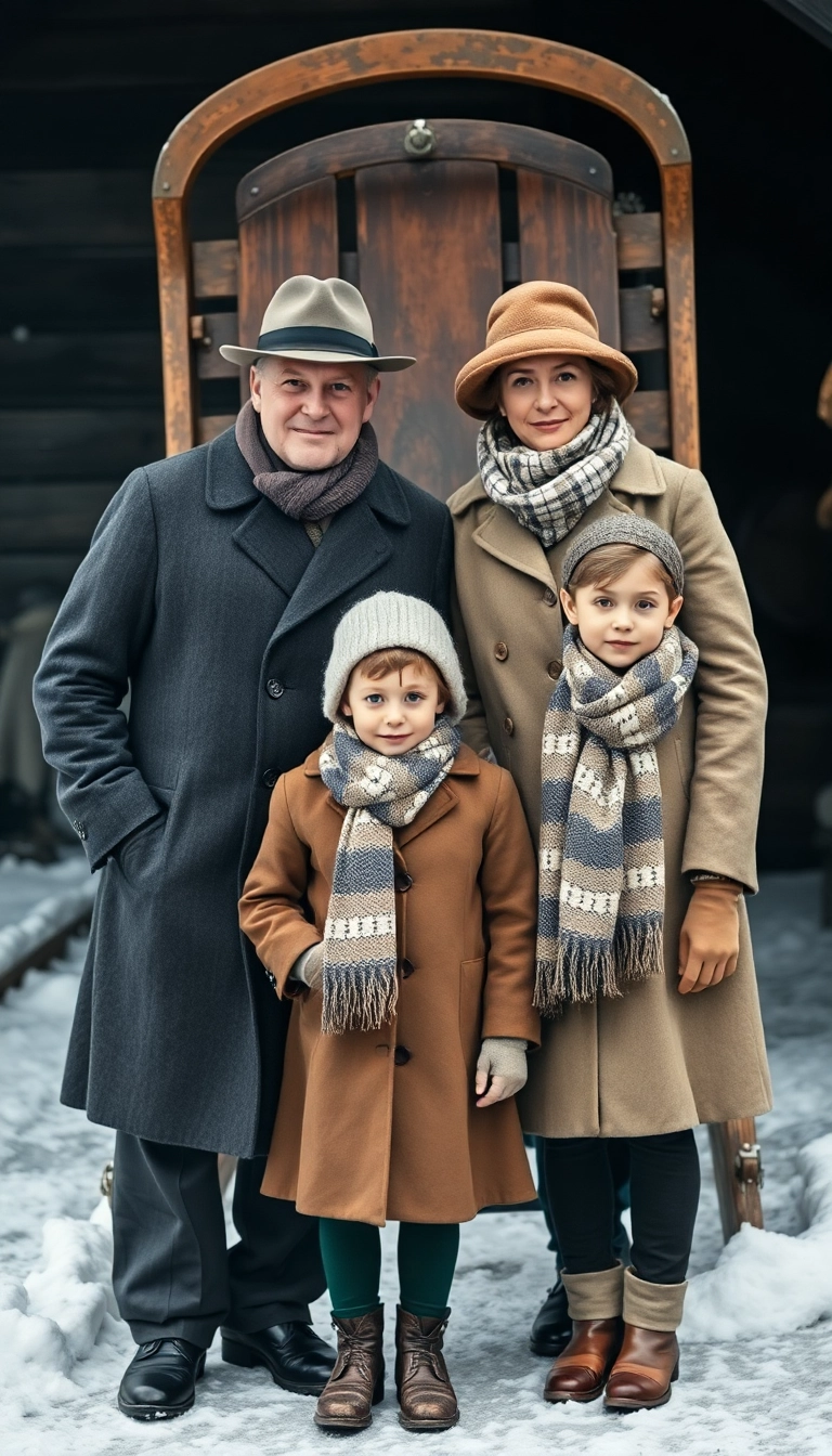 14 Family Winter Photoshoot Outfits That'll Make Your Holiday Cards Stand Out! - 11. Vintage Winter Charm