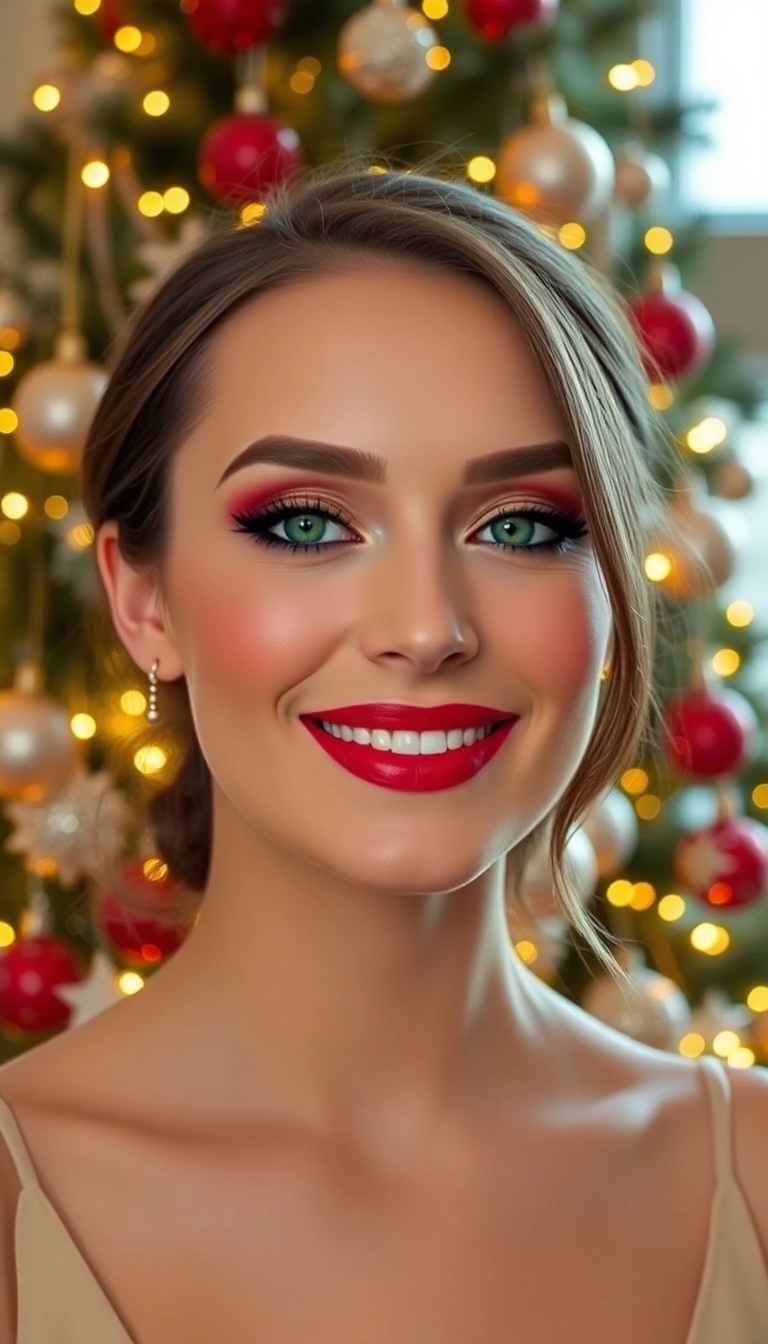 10 Stunning Christmas Makeup Looks That Will Steal the Show This Season! - 2. Classic Red and Green