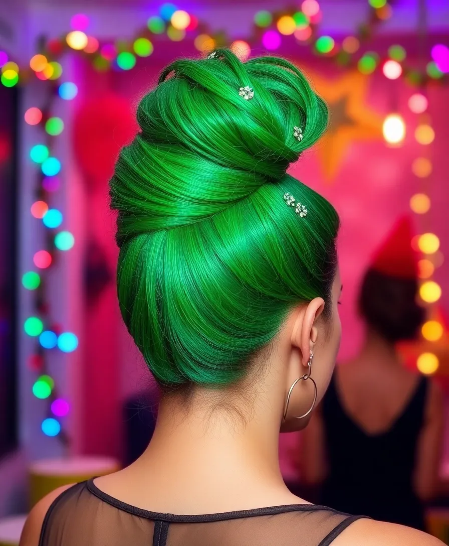 10 Whoville Hair Styles That'll Make Your Holiday Season Extra Festive (You Won't Believe #5!) - 8. The Grinchy Green Updo