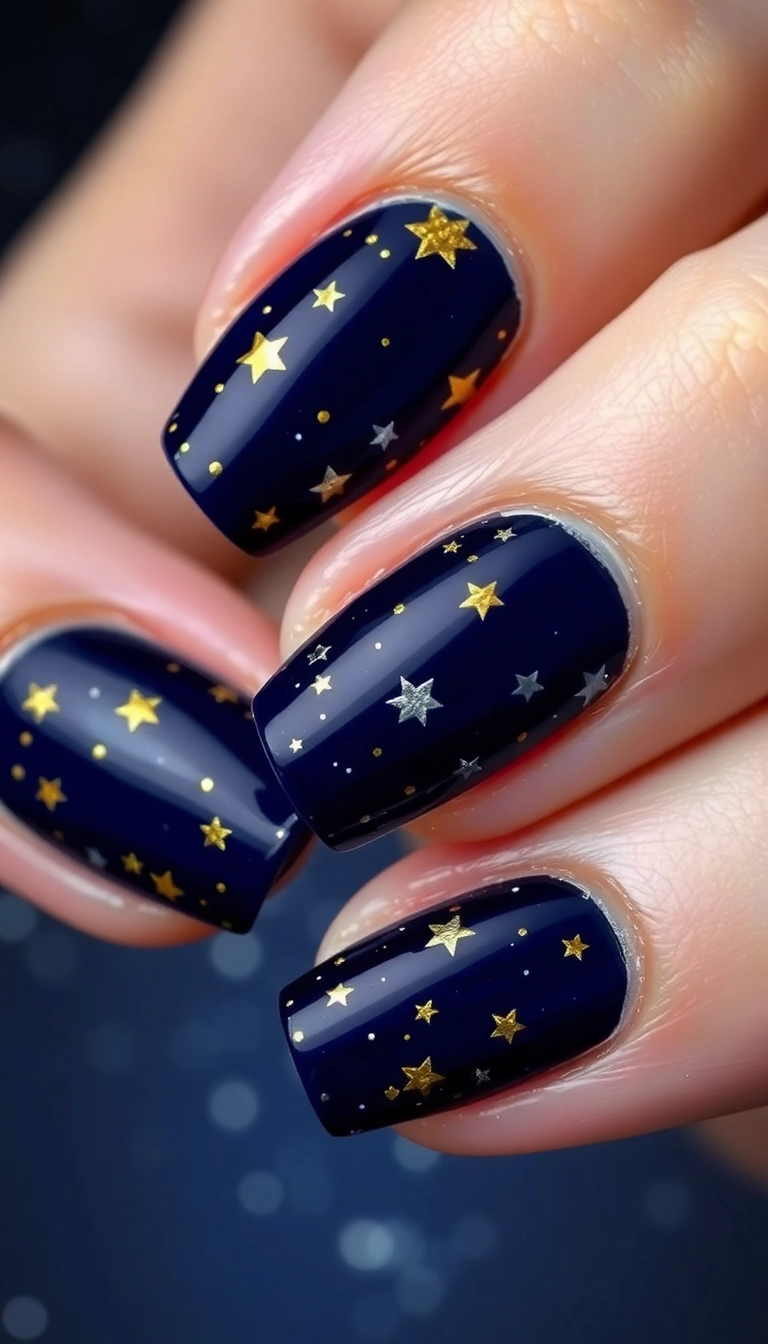 21 Easy New Year Nail Art Ideas That Anyone Can Master! - 4. Starry Night