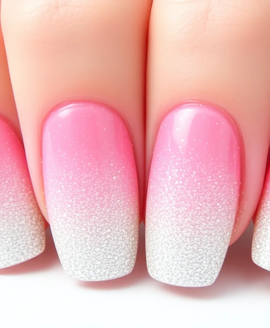 20 Trendy Valentine's Nails with Initials You Need to Try This Year! - 6. Glittery Ombre with Initials