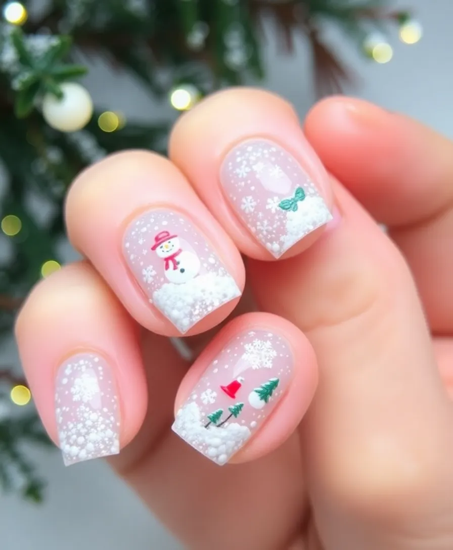 21 Festive Winter Nails 2024 Styles That Will Light Up Your Holiday Season! - 18. Snow Globe Effect