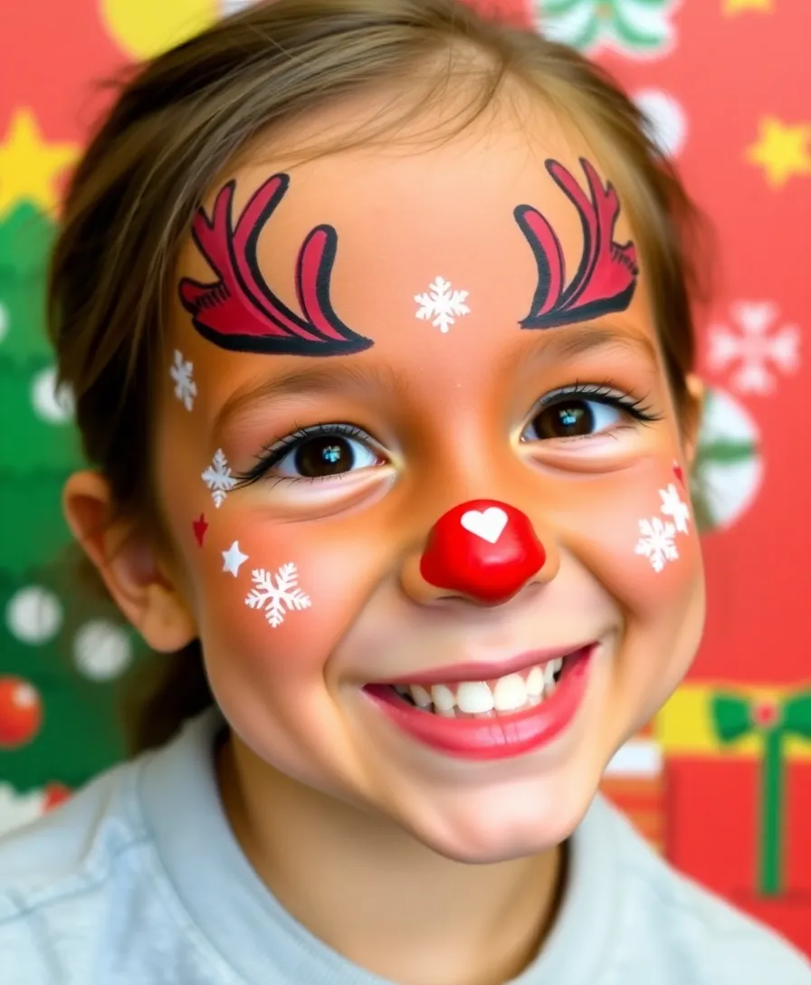 12 Creative Rudolph Makeup Looks That Will Steal the Show (Get Ready for Compliments!) - 8. Fun and Festive Face Art