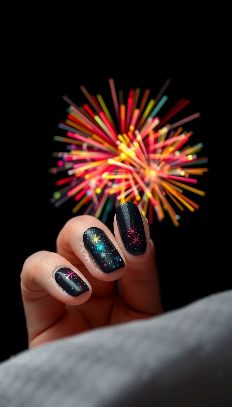 21 Easy New Year Nail Art Ideas That Anyone Can Master! - 10. Fireworks Explosion