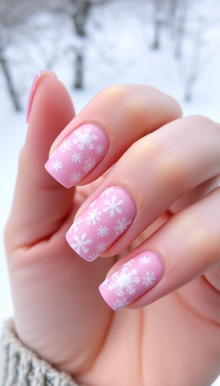 21 DIY Pink Winter Nails That Are So Easy, You'll Want to Try Them All (Don't Miss #8!) - 1. Frosted Pink Elegance