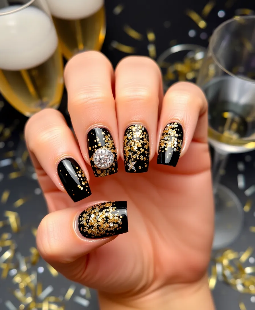 21 Festive Winter Nails 2024 Styles That Will Light Up Your Holiday Season! - 21. New Year’s Eve Glam