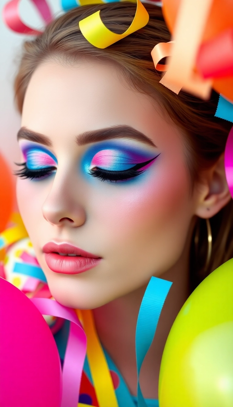 8 Elegant Rococo Makeup Ideas for Your Next Themed Event (You’ll Be the Star of the Show!) - 7. Whimsical Color Splash: Bright and Bold