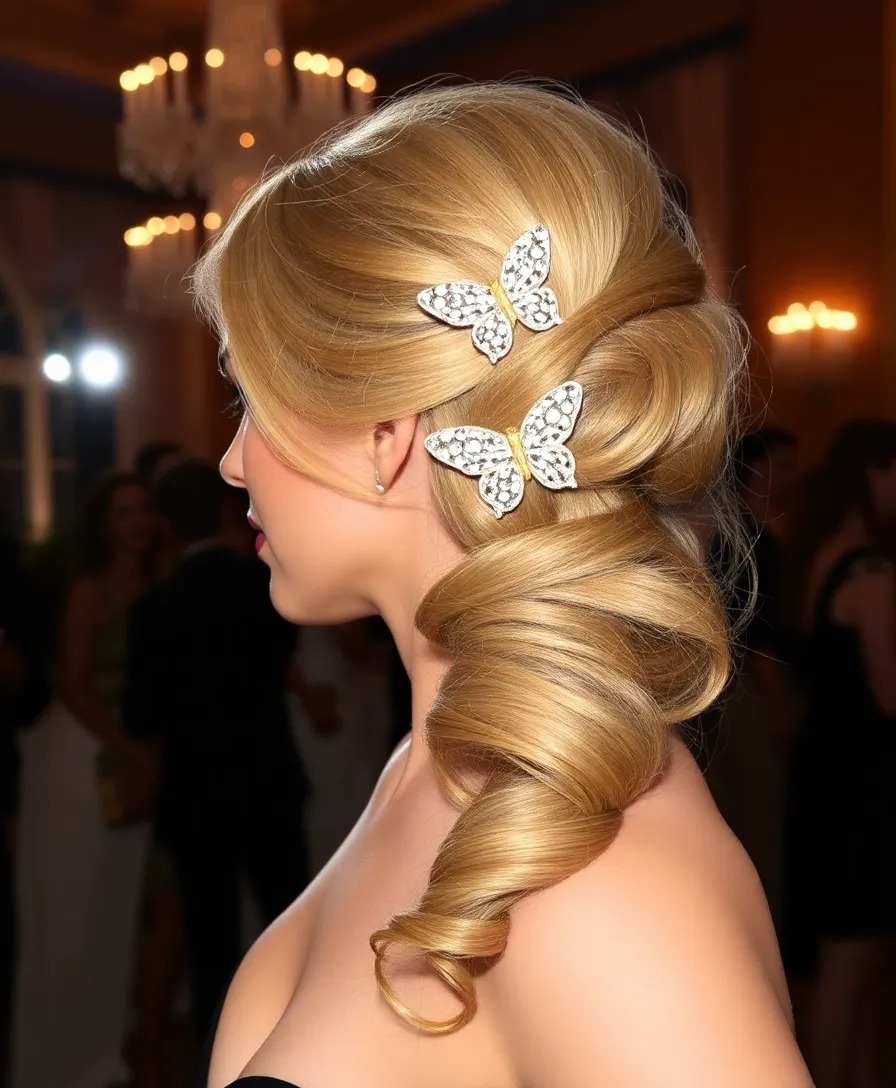 20 Gorgeous Butterfly Hairstyles for Weddings and Special Events (Wait Until You See #10!) - 11. Glittering Butterfly Side Bun