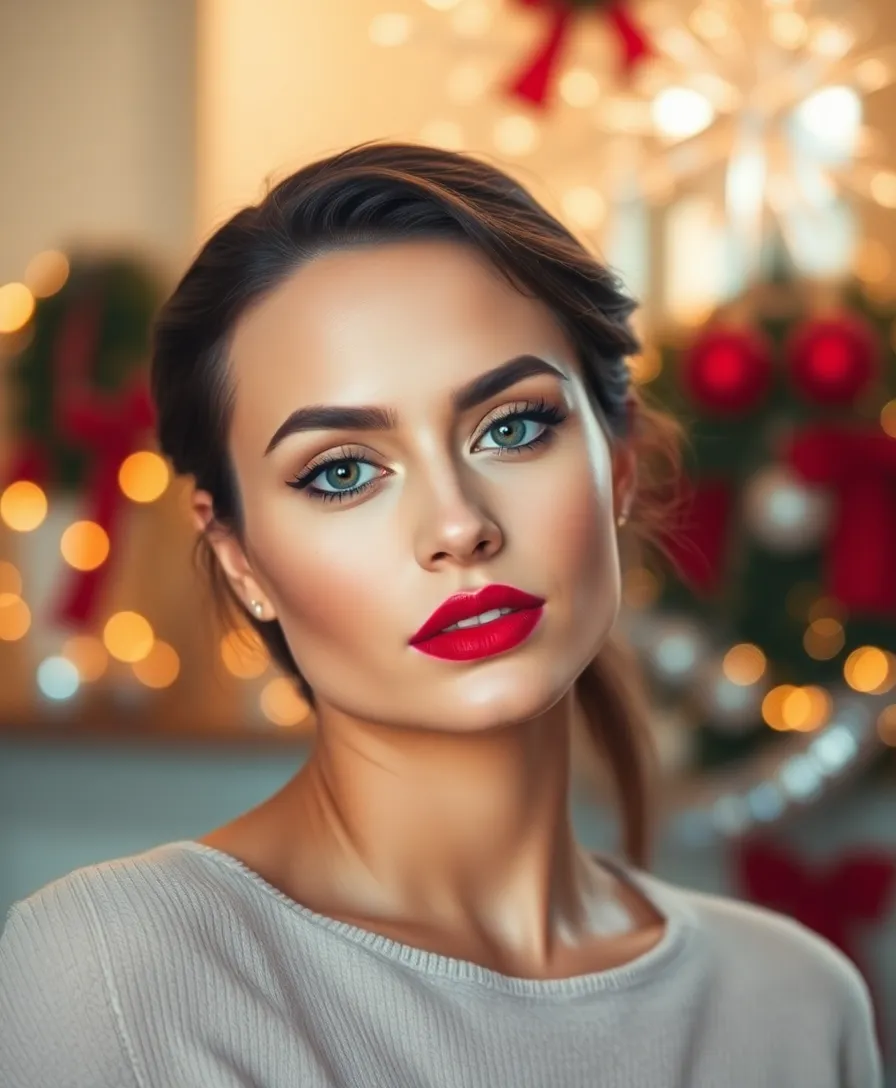 10 Natural Holiday Makeup Looks That Are Effortlessly Beautiful (You’ll Love #7!) - 5. Classic Red Lip with Minimal Eye Makeup