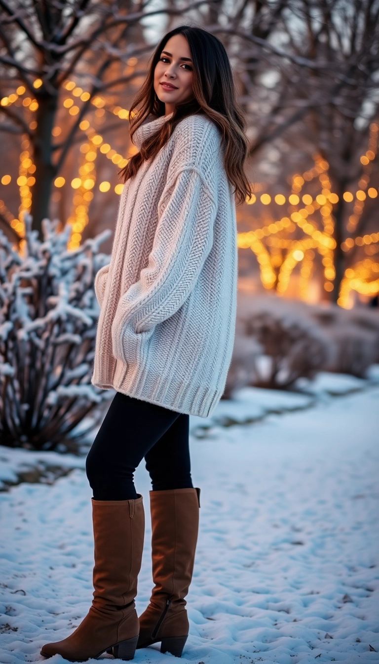 21 Casual Winter Leggings Outfits to Keep You Warm and Fabulous on Chill Days! - 1. The Classic Oversized Sweater Look