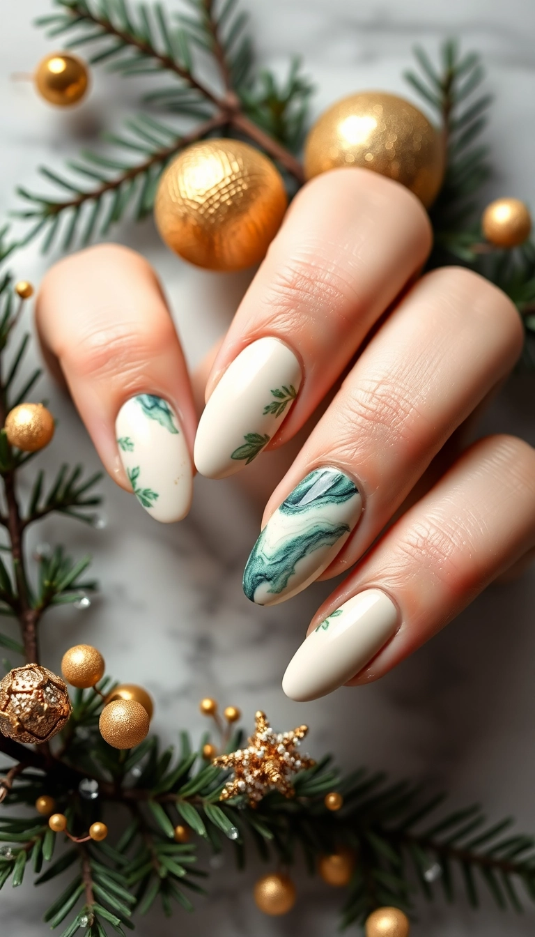 12 Winter Almond Nail Designs You Won't Believe Are So Easy to Create! - 8. Elegant Green Marble