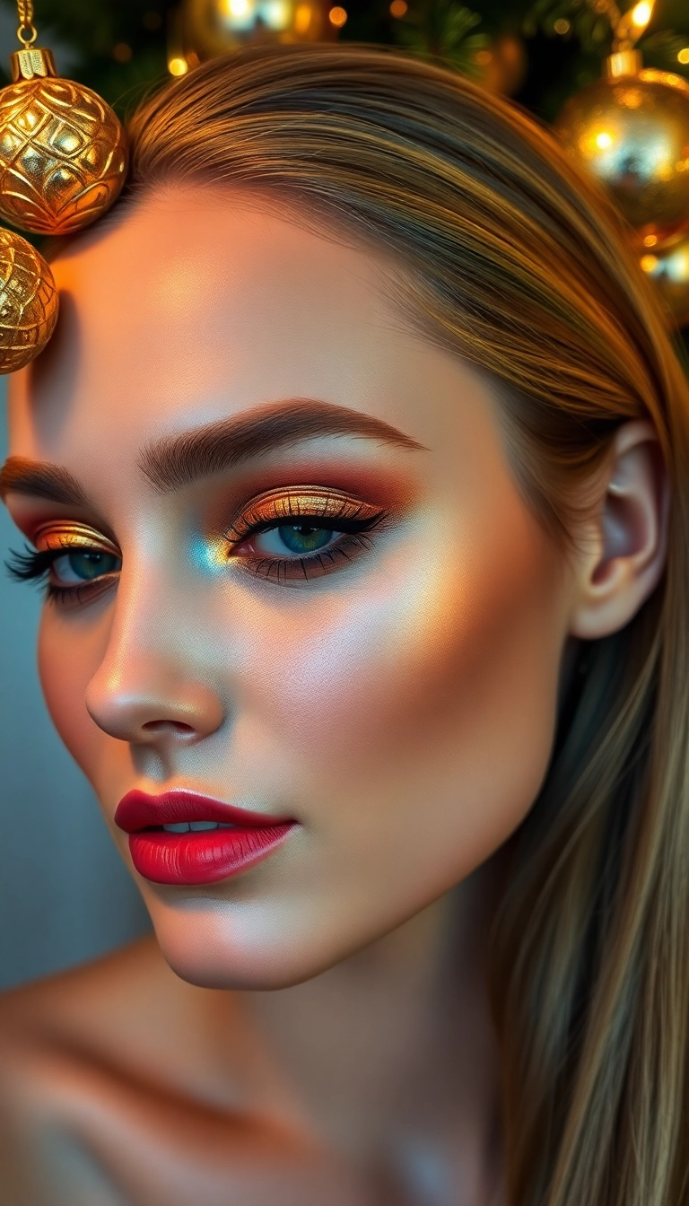 10 Stunning Christmas Makeup Looks That Will Steal the Show This Season! - 1. Glimmering Gold Goddess