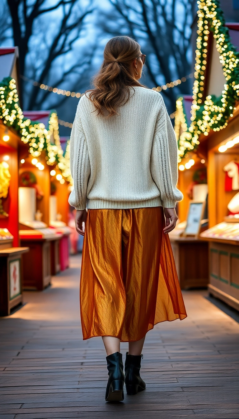 12 Casual Christmas Outfits That Are Both Comfortable and Adorably Stylish! - 6. Oversized Sweater and Midi Skirt