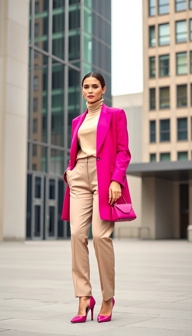 16 Bold Streetwear Color Combos That Will Make You Stand Out in a Crowd! (#3 Is a Jaw-Dropper!) - 14. Fuchsia and Beige: A Bold Statement