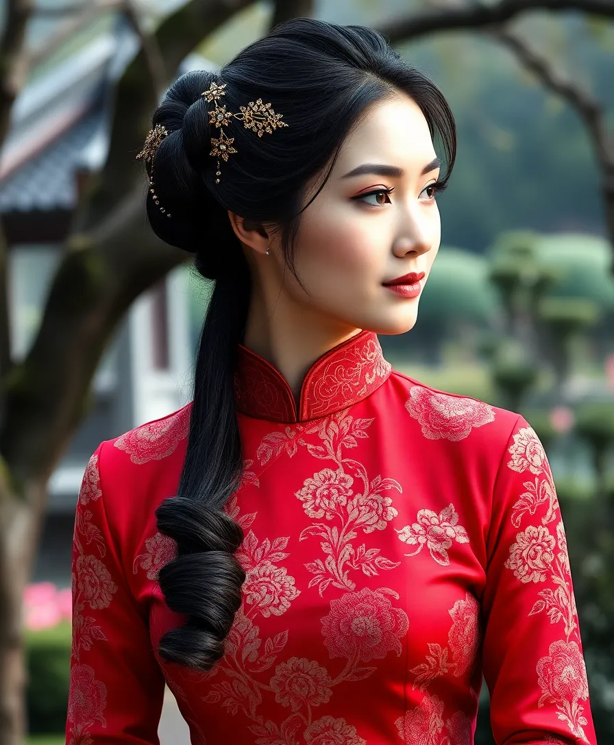 19 Cultural Exotic Hairstyles to Celebrate Your Roots (In Love with #10!) - 14. Chinese Qipao and Hairpins – Graceful Beauty