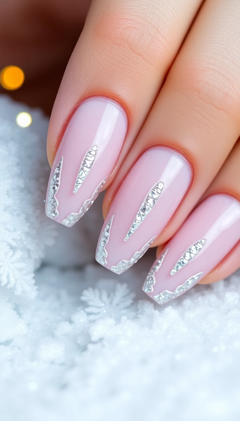 15 Festive Pink Christmas Nails You Need to Try This Holiday Season! - 14. Shimmering Icicle Nails