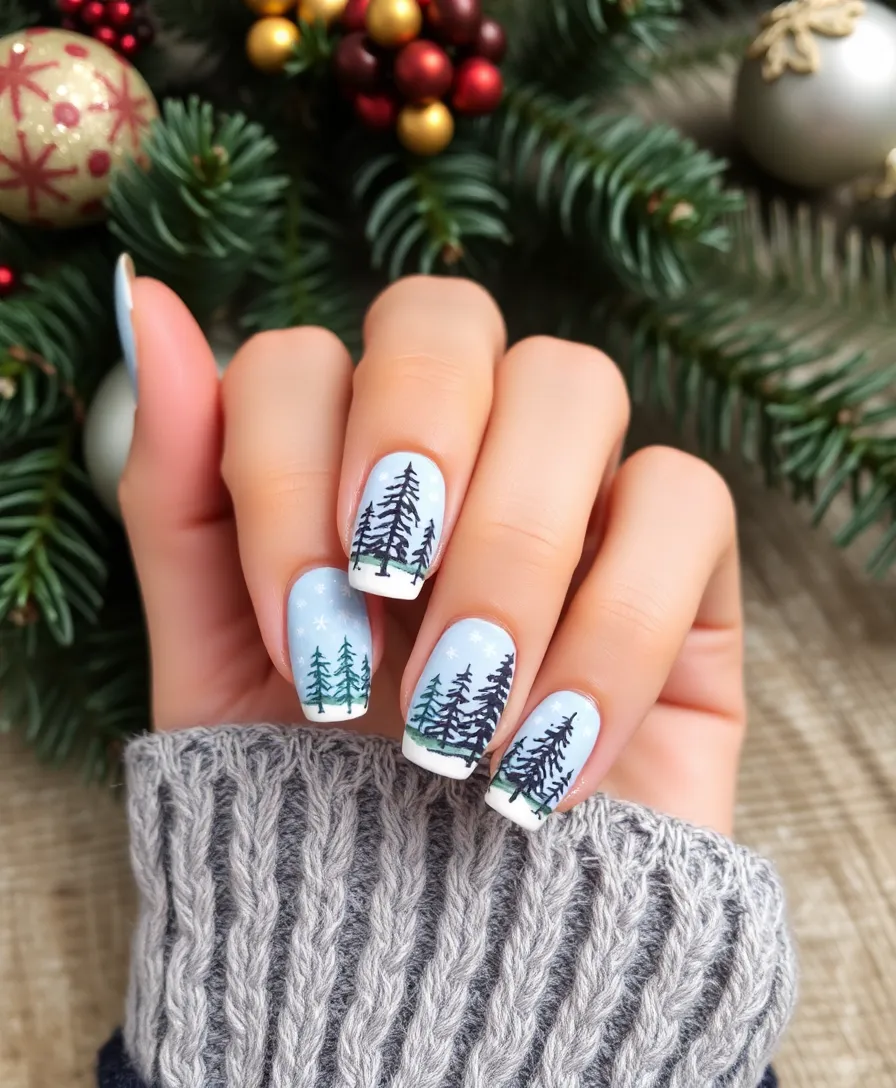 21 Festive Winter Nails 2024 Styles That Will Light Up Your Holiday Season! - 20. Winter Wonderland Landscapes