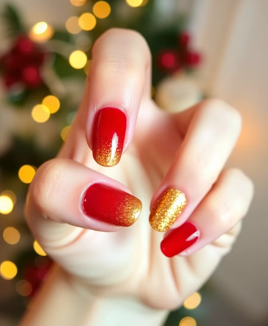 10 Easy Holiday Nails Short That Are Trending This Season (Get Inspired!) - 14. Shimmery Ombre Effect