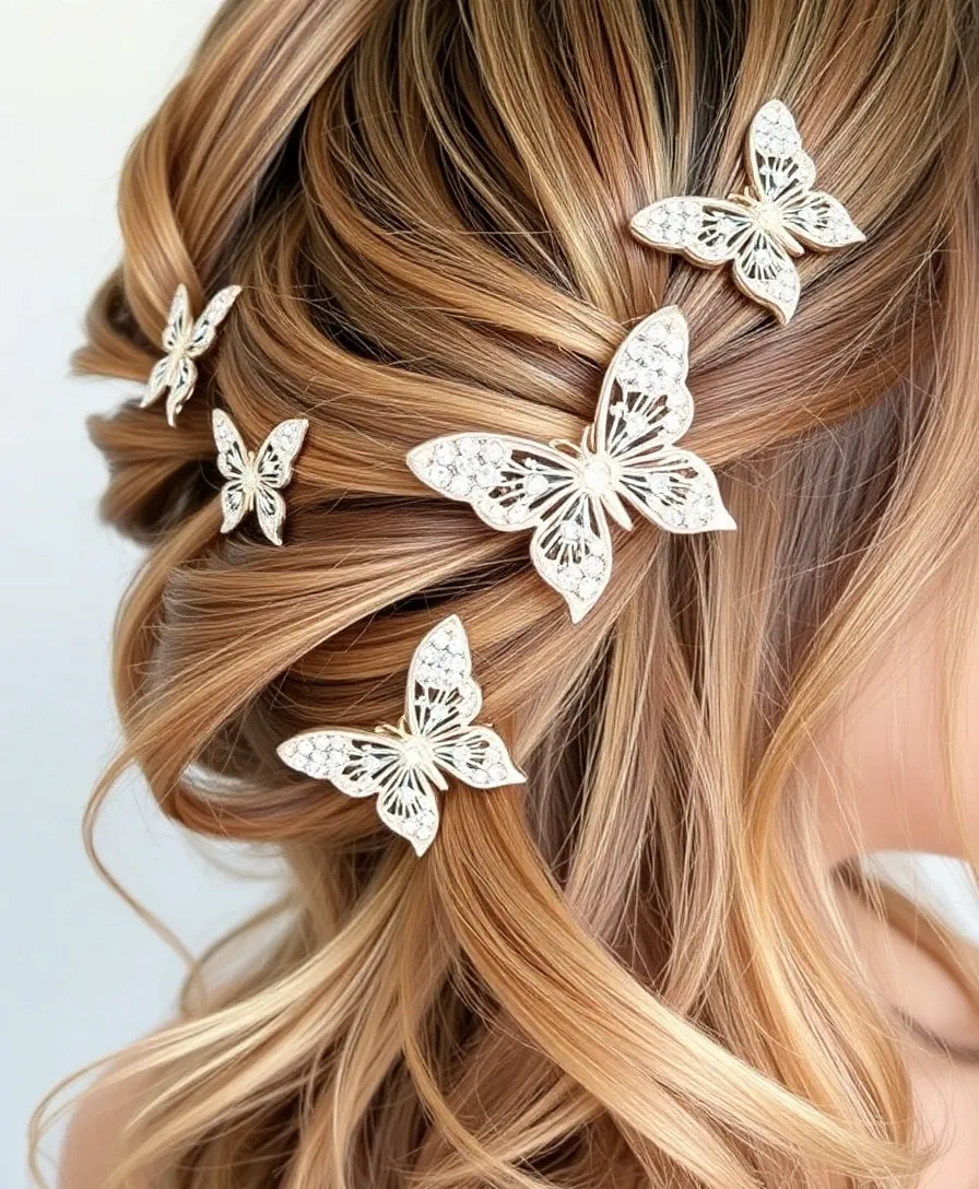 20 Gorgeous Butterfly Hairstyles for Weddings and Special Events (Wait Until You See #10!) - 16. Stylish Butterfly Hairpins