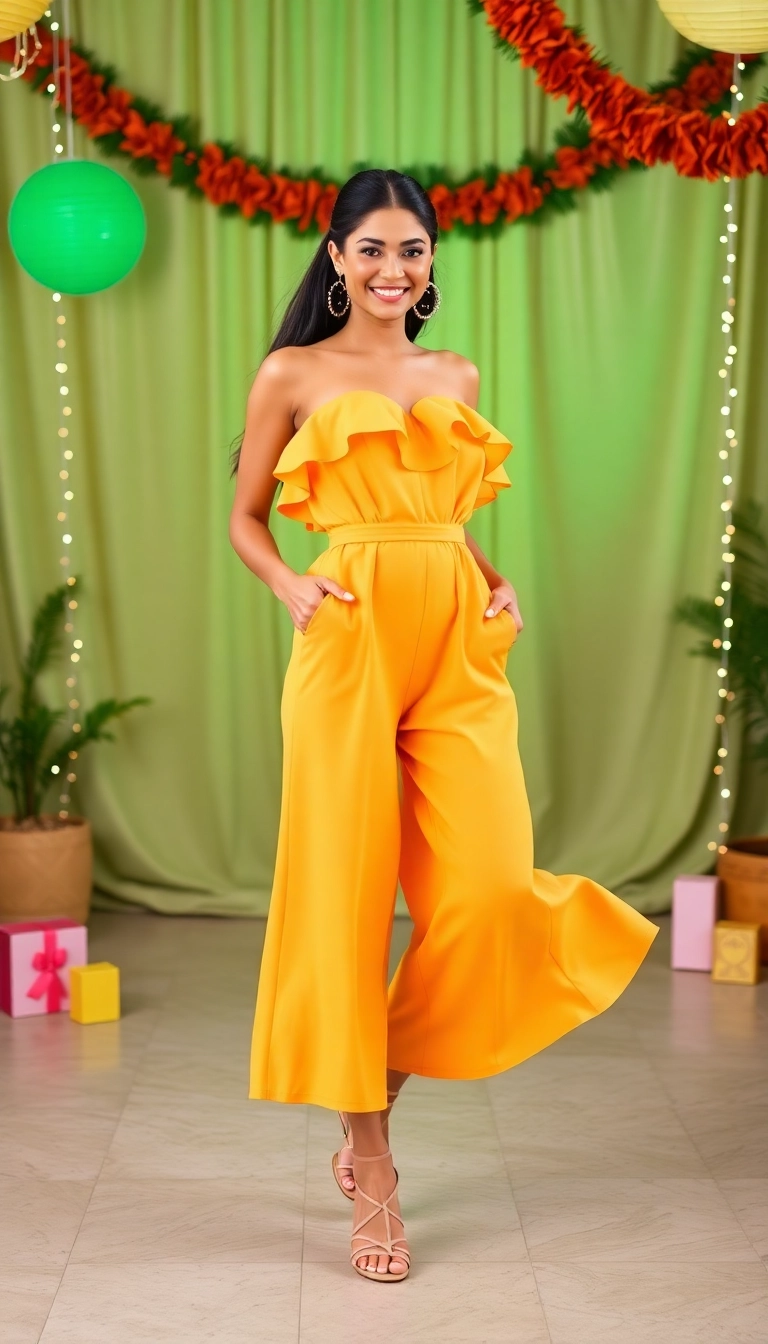 20 Party Outfit Ideas That Will Have Everyone Asking 'Where Did You Get That?' - 10. Playful Jumpsuit with Ruffles