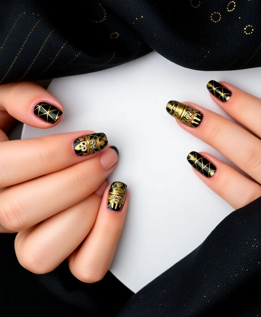 18 Jaw-Dropping Nutcracker Nails Ideas You Need to Try This Winter (You Won't Believe #7!) - 8. Nutcracker with Geometric Lines