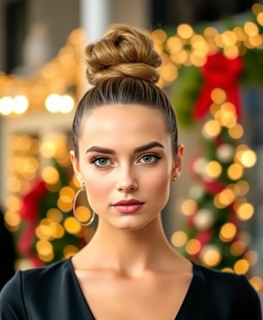 18 Quick and Easy Holiday Hairstyles Perfect for Last-Minute Parties! - 14. Chic Top Knot