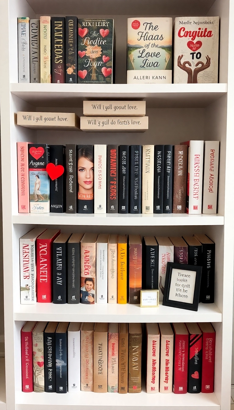 20 Stunning Valentine's Day Aesthetic Ideas That Will Transform Your Home into a Love Nest! - 14. Love-themed Bookshelf