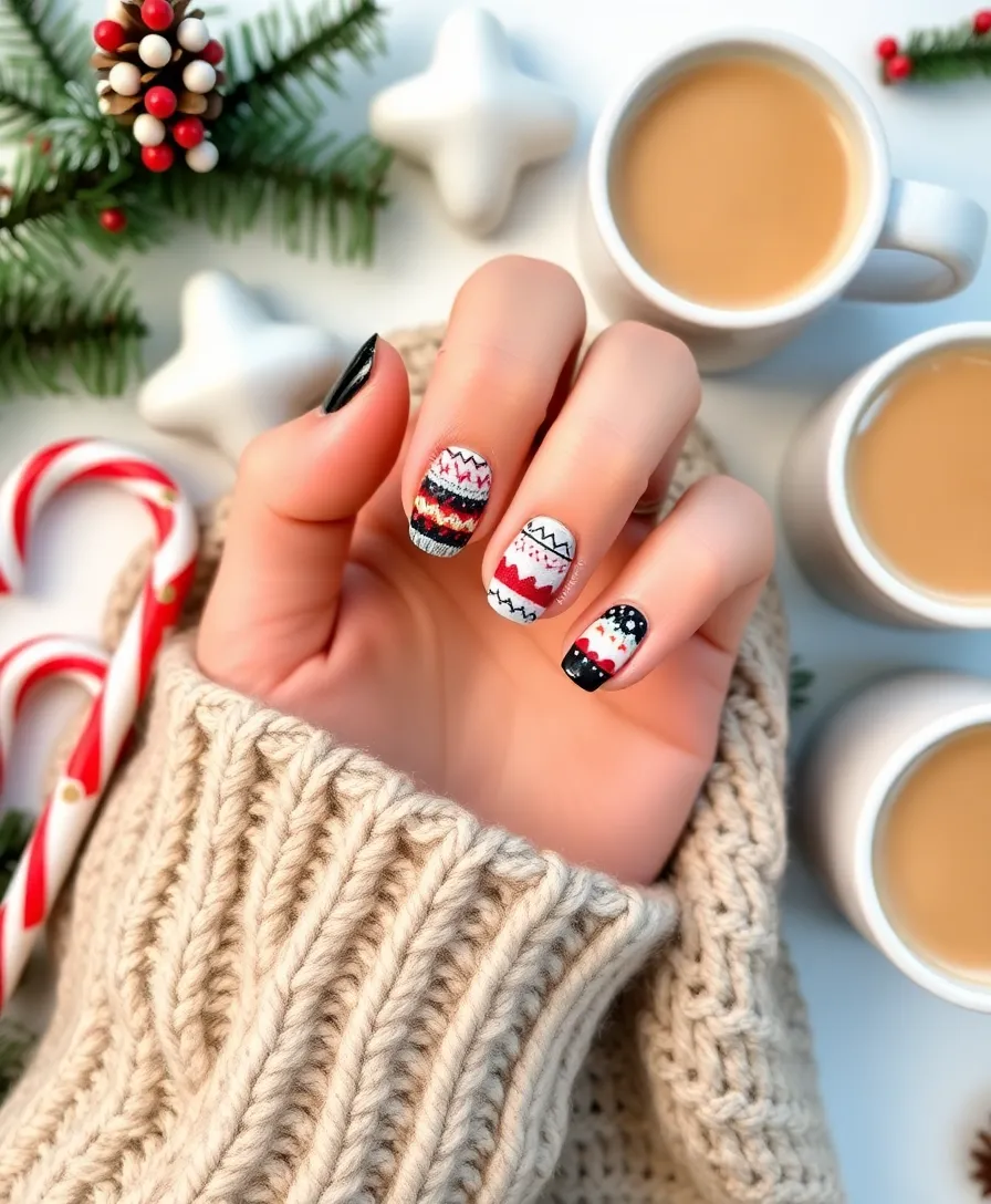 21 Festive Winter Nails 2024 Styles That Will Light Up Your Holiday Season! - 5. Cozy Sweater Patterns