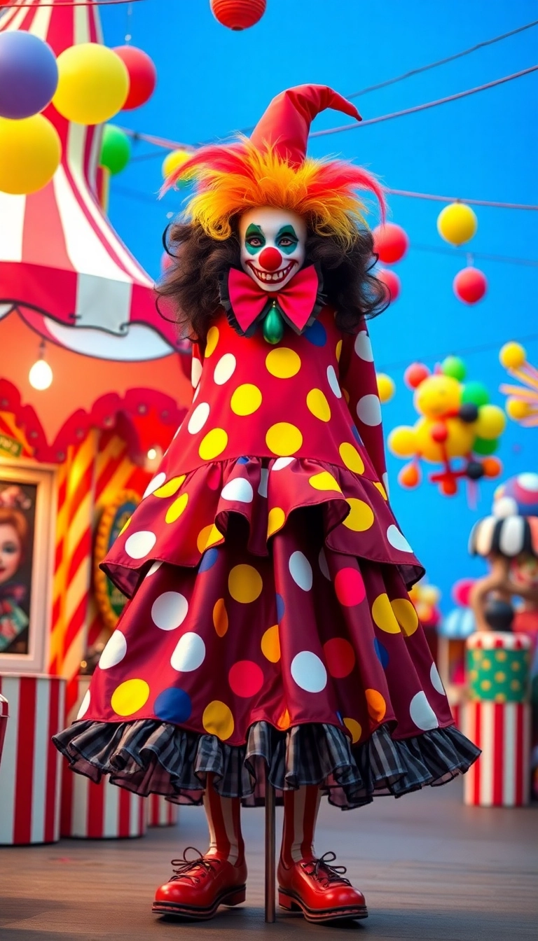 14 Eye-Catching Carnival Festival Dresses That Will Turn Heads All Day! - 9. Creepy Carnival Clown Dress