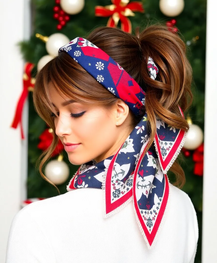 18 Quick and Easy Holiday Hairstyles Perfect for Last-Minute Parties! - 11. Holiday Hair Scarf