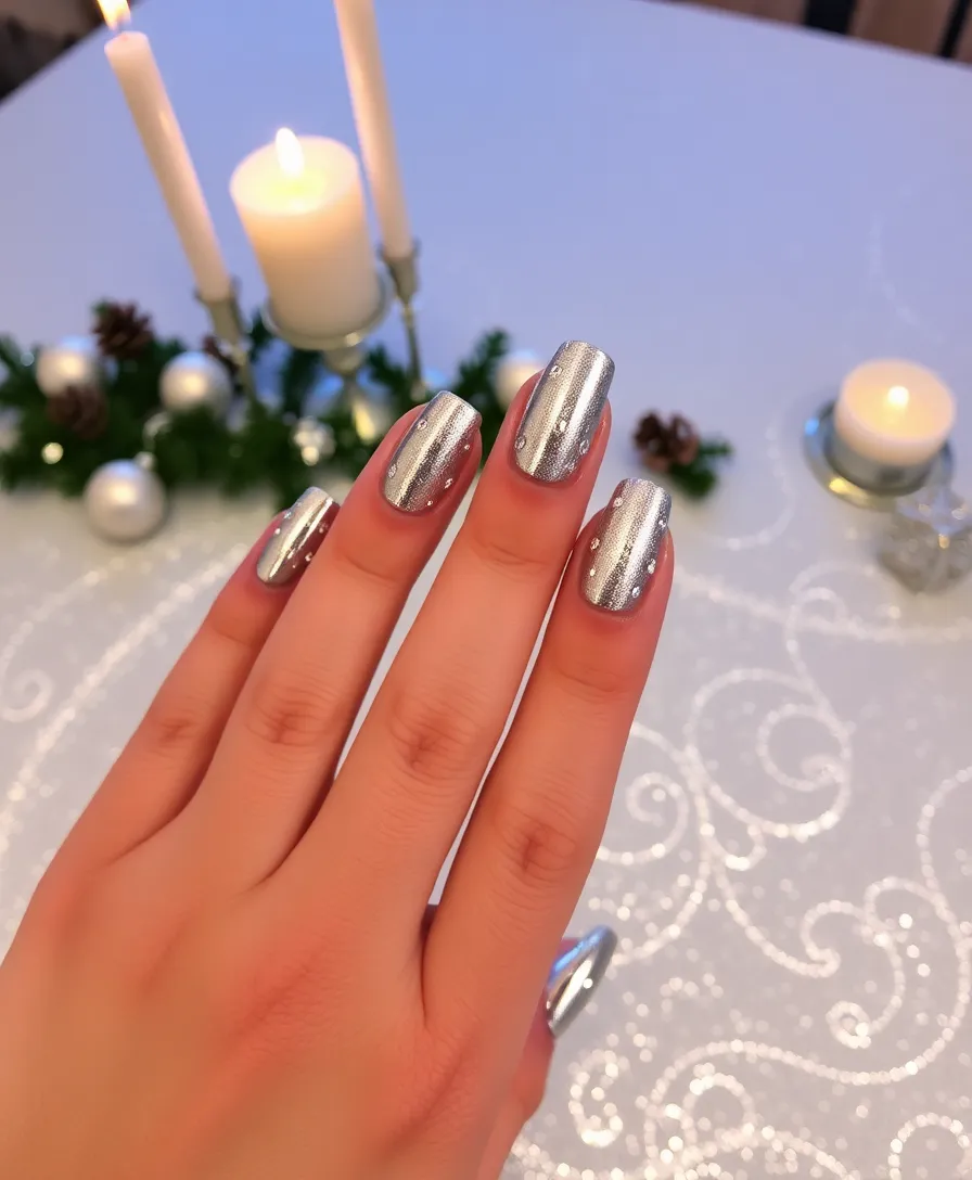 21 Festive Winter Nails 2024 Styles That Will Light Up Your Holiday Season! - 6. Icy Metallics