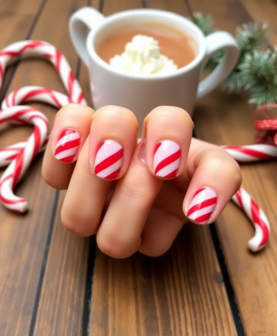 10 Easy Holiday Nails Short That Are Trending This Season (Get Inspired!) - 2. Festive Red and White Stripes