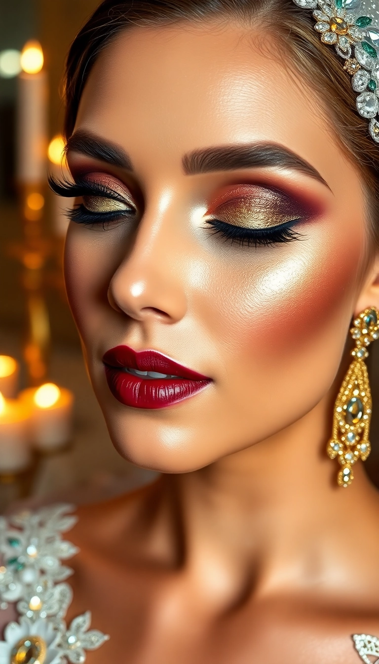 14 Stunning Bridal Doll Makeup Ideas That Will Leave You Breathless! - 13. Glamorous Gilded