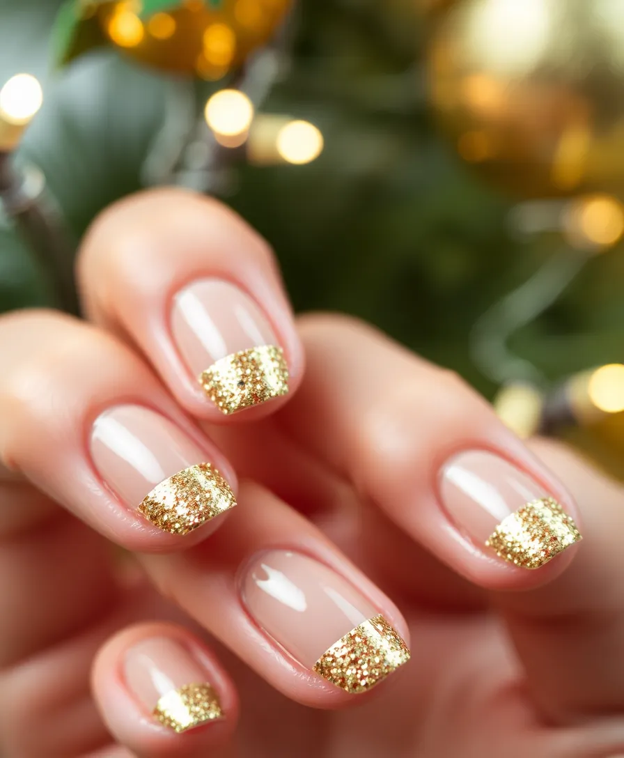 10 Easy Holiday Nails Short That Are Trending This Season (Get Inspired!) - 1. Elegant Gold Glitter Tips