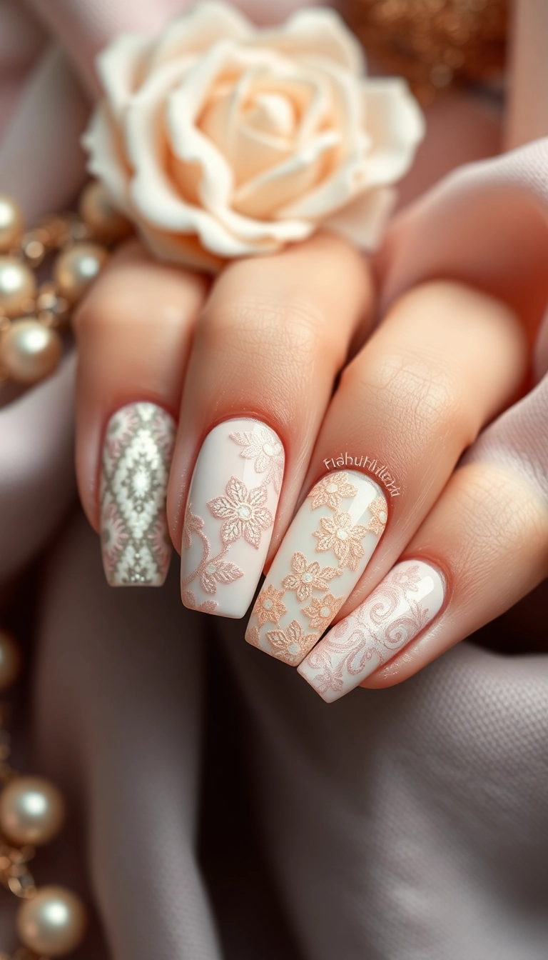 22 Adorable Valentine's Nail Designs That Will Make You Fall in Love! (You Won't Believe #15!) - 14. Romantic Lace